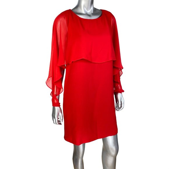 Nanette Lepore Red Riding Hood Chiffon Dress with Pockets 4 - Picture 7 of 9